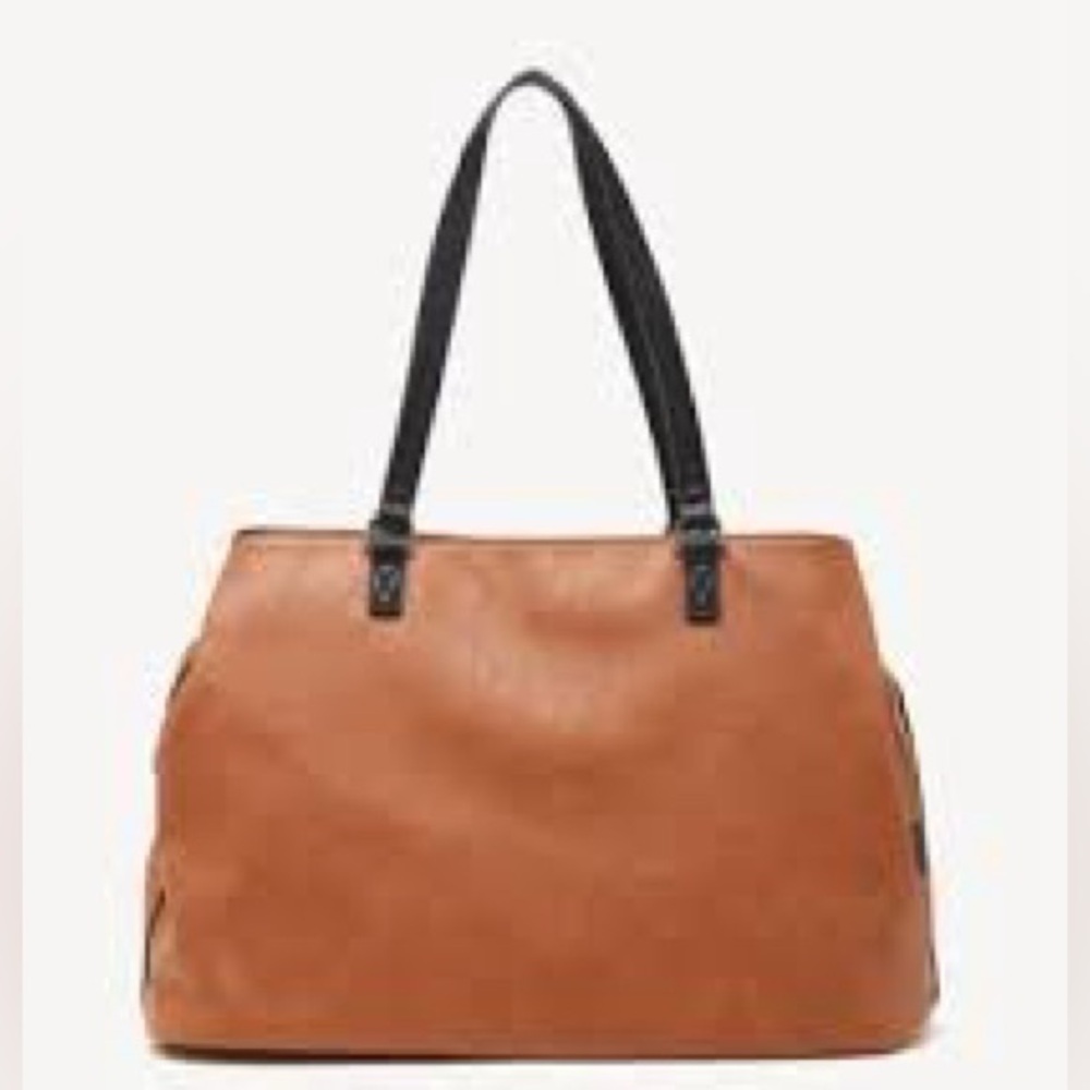 Sole Society Miller Over Vegan Tote Cognac Vegan Leather Tote